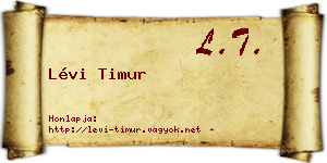 Lévi Timur névjegykártya